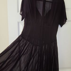 Sheer fabric purple maxi dress